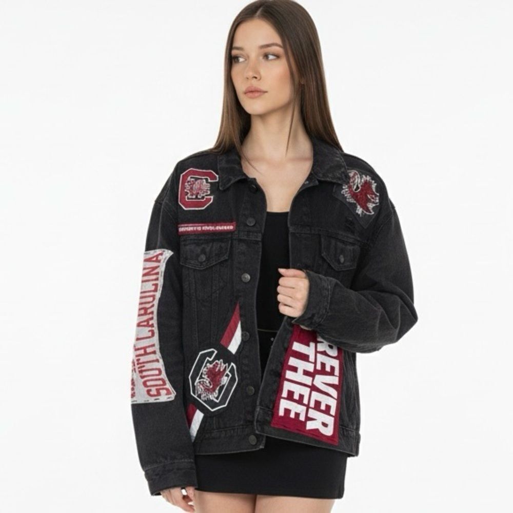 UNIVERSITYâOF SOUTH CAROLINA GAMECOCKS Upcycled Black Jean Jacket Size Medium